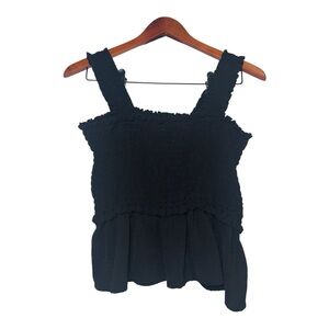 How.Very.Loved Smocked Peplum Crop Tank Black Size M